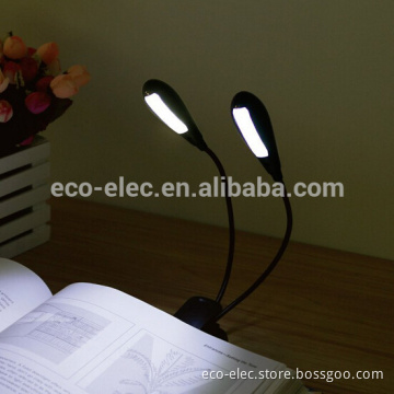 Super Bright Dual Flexible Goosenecks 8 LED Book Reading Clip-on Arm Table Lamp Study Desk Light LED clip desk lamp